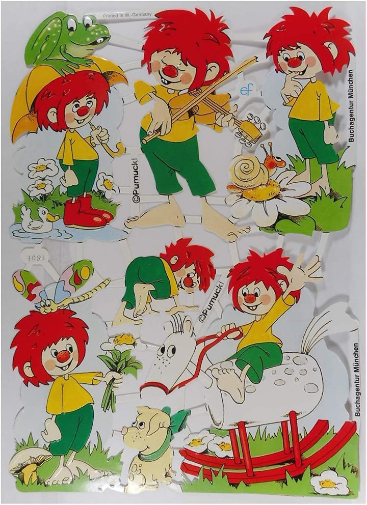 Glanzbilder Pumuckl Motiv Set aus 4 verschiedenen Papierbögen zum Basteln und Verzieren Poesiebilder
