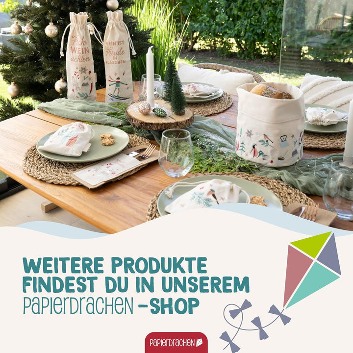 Papierdrachen Geschenksack gross Weihnachten 2025 - edel bestickt - ideal zum Verpacken von Geschenk