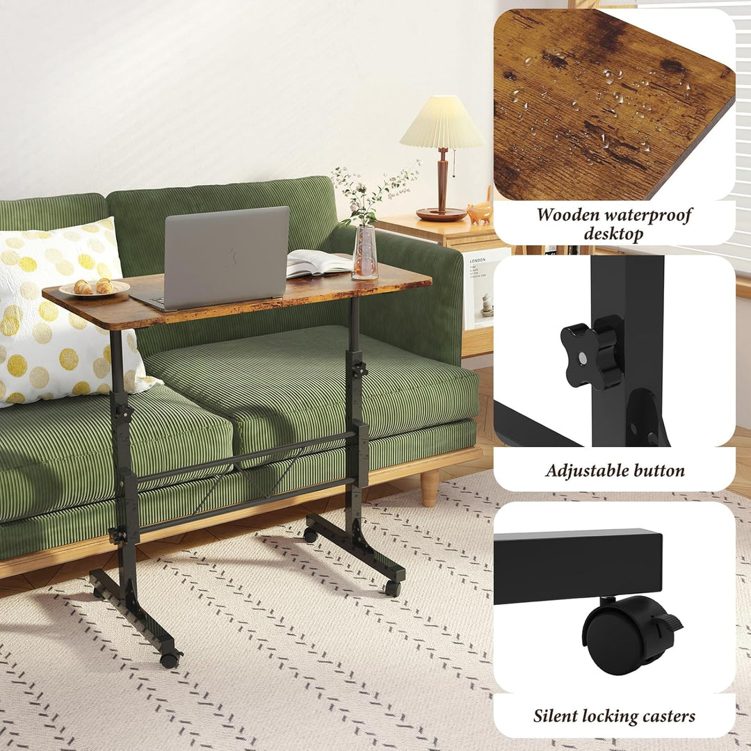 80x40cm Laptoptisch mit Rollen, Laptoptisch Höhenverstellbarer 69-110 cm, Computertisch Mobiler Steh