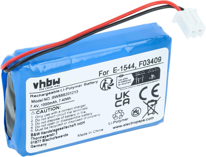 vhbw Akku Ersatz für Satlink F03409, E-1544 für Messgerät (1000 mAh, 7,4 V, Li-Polymer)