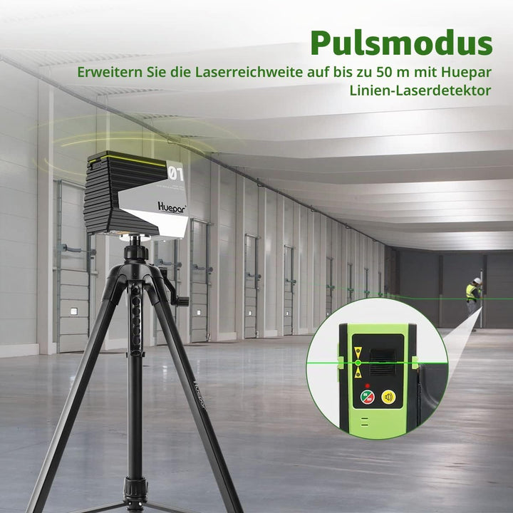 Huepar Laser Nivellier Selbstnivellierend Grüne Kreuzlinien-Laser Wiederaufladbare Laser Nivellierge