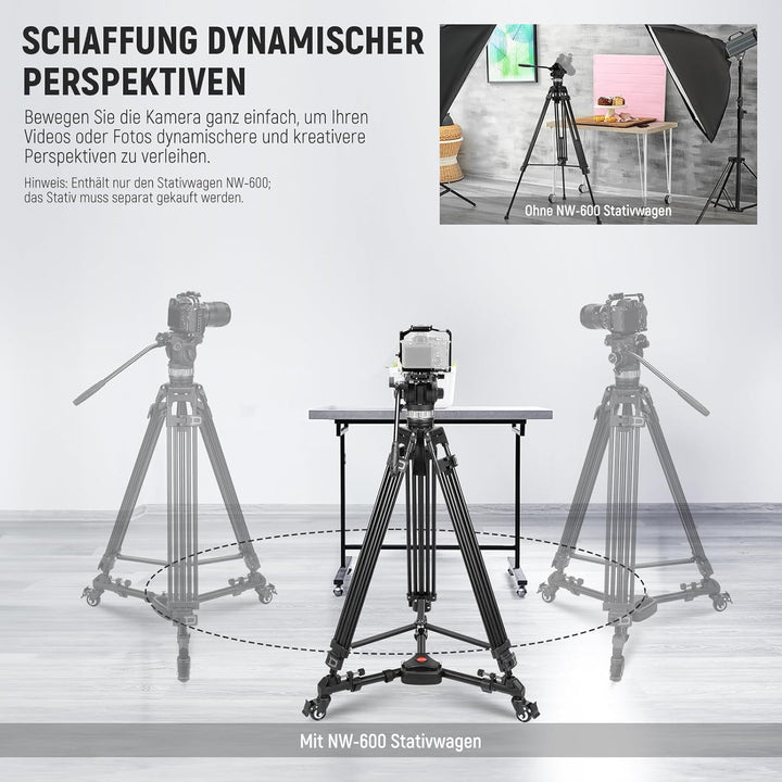 Neewer Fotografie Professionell Schwerlast-Stativ Dolly mit Gummi-Räder und verstellbaren Beinbefest