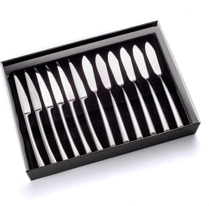 ECHTWERK Tafelbesteck Avelino, Silber Edition, 42-teilig, Essbesteck für bis zu 6 Personen, Edelstah