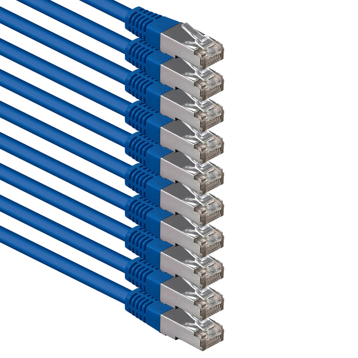 10m blau - 10 Stück Cat.6 Patchkabel Netzwerkkabel CAT6 S-FTP Gigabit Lan PIMF CAT 6 Kupfer CU Halog