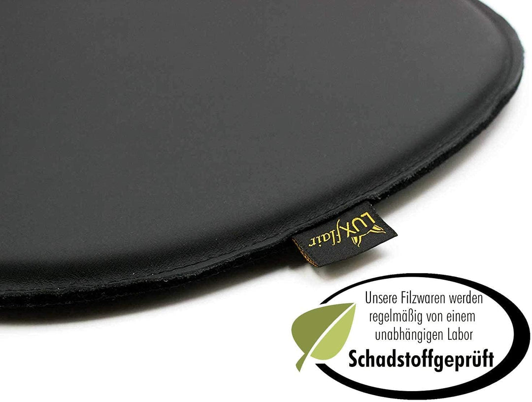 Luxflair Premium Kunst-Leder-Sitzkissen 4er Set oval mit Filz Unterseite in schwarz, gepolstert, Led