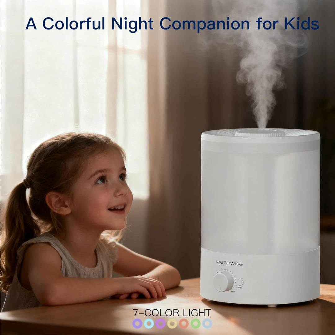 MegaWise Healthy Top-Refill Cool Mist Luftbefeuchter für Schlafzimmer, 3.8 l Diffusor für ätherische