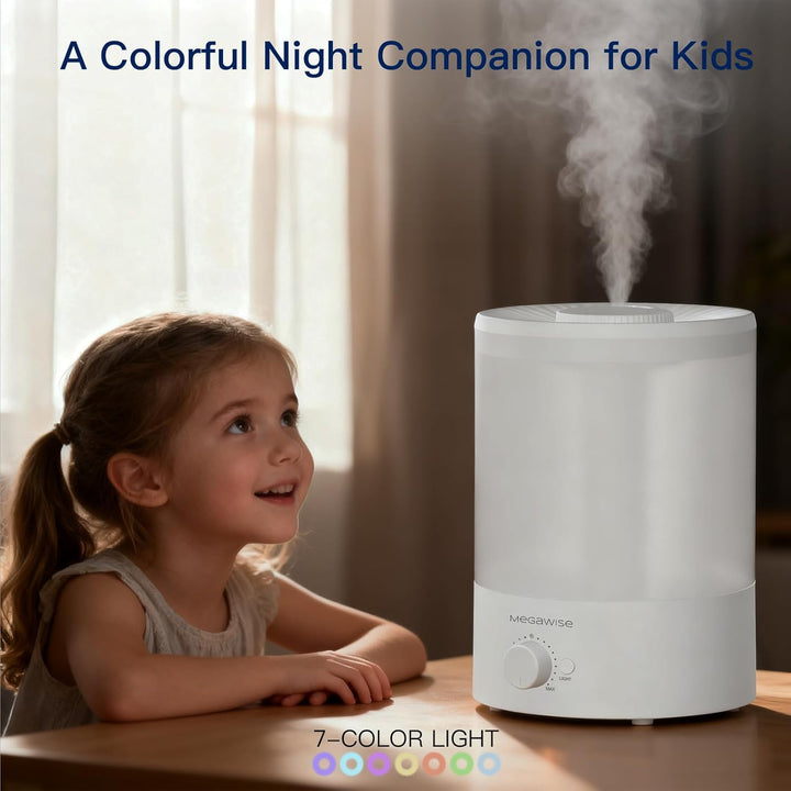MegaWise Healthy Top-Refill Cool Mist Luftbefeuchter für Schlafzimmer, 3.8 l Diffusor für ätherische
