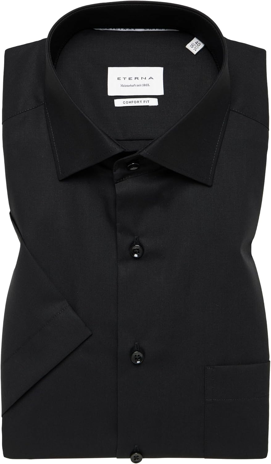 ETERNA Langarm Hemd COMFORT FIT Pinpoint unifarben mit Classic Kent Kragen 39 Schwarz (39), 39 Schwa