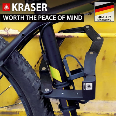 KRASER KR7022B Faltschloss Fahrrad, Fahrradschloss Faltbares aus gehärtetem Stahl, Universal 70cm +