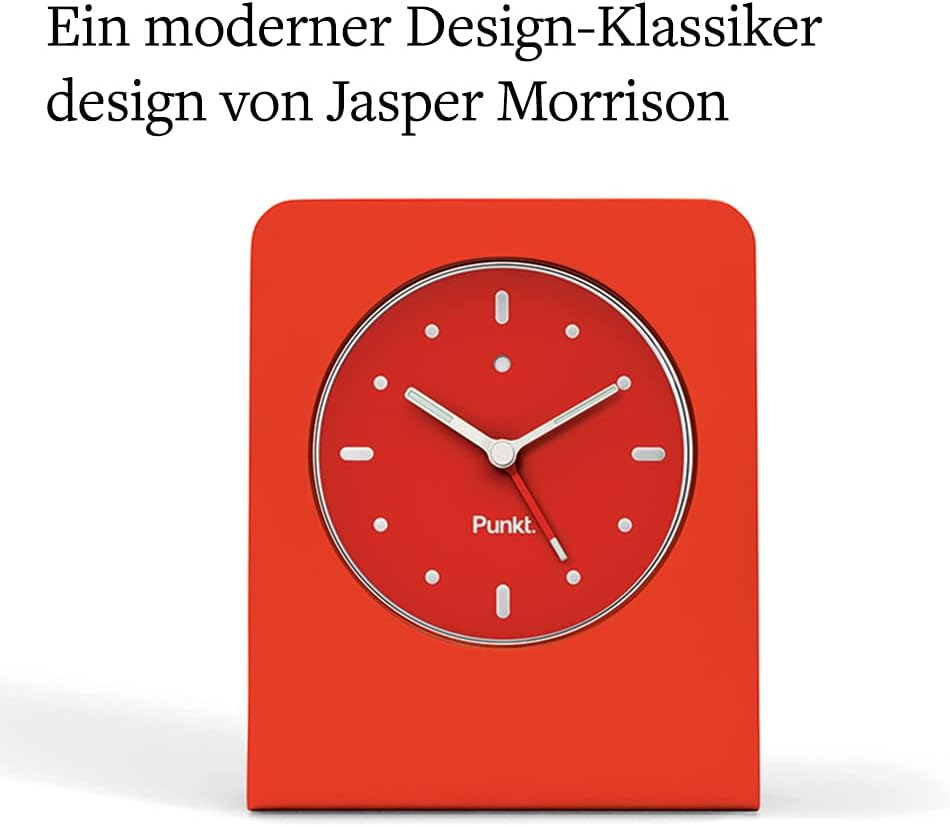 Punkt. AC01 Design Analoger Wecker mit Quarz, Schlummerfunktion, LED-licht, Batteriebetreben, Resiew