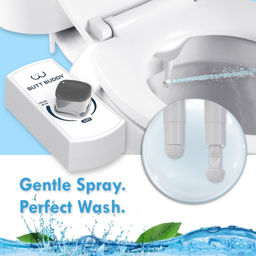 BUTT BUDDY - Bidet Toilet Seat Attachment & Fresh Water Sprayer (Easy to Install, Universal Fit, No