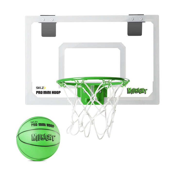 SKLZ Pro Mini Basketballkorb - Indoor Basketballkorb mit Ball Single Mitternacht/leuchtet im Dunkeln