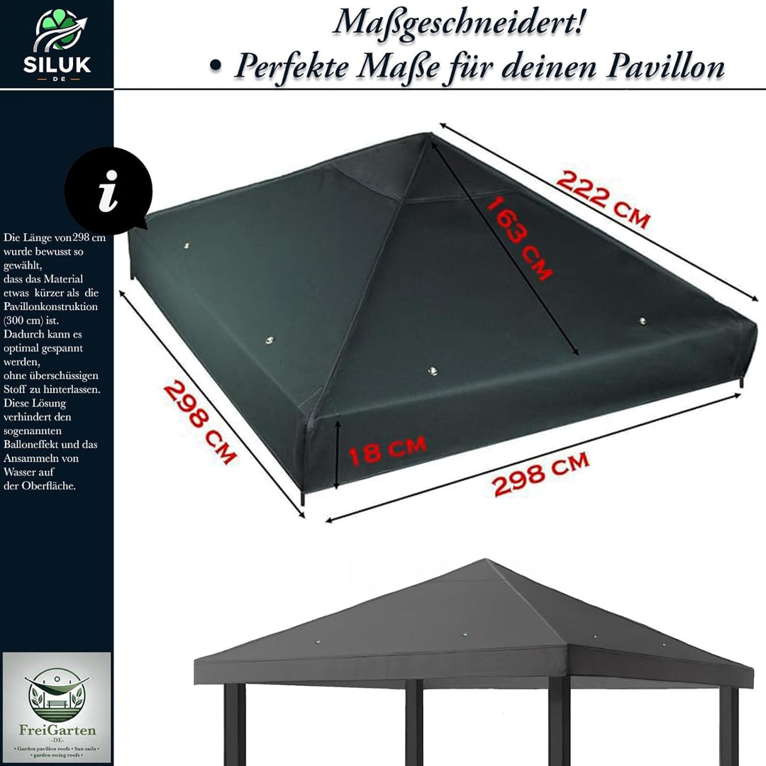 freigarten.de Ersatzdach für Pavillon 3x3 Meter Wasserdicht Material: Panama PCV Soft 370g/m² extra