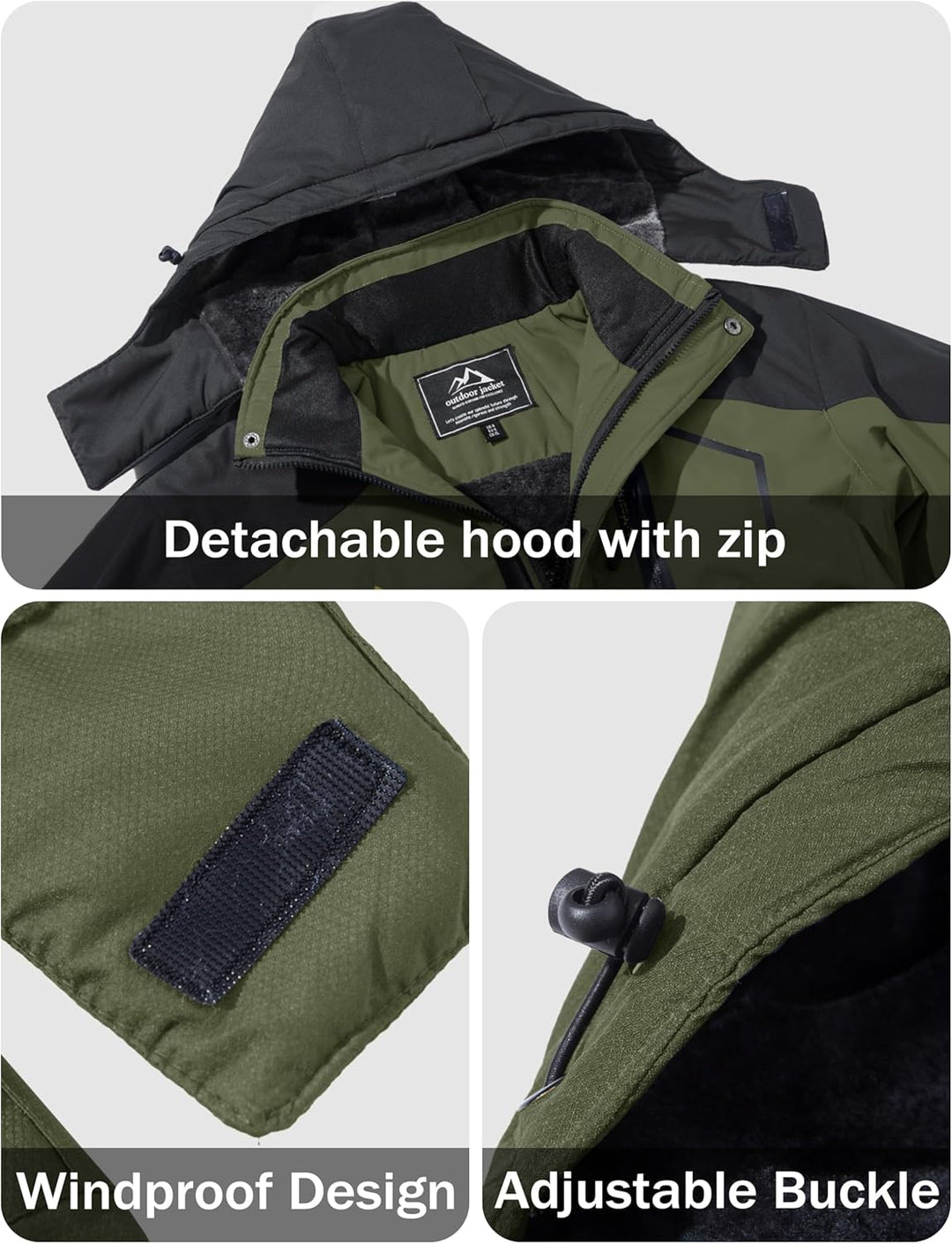 MAGCOMSEN Herren Winter Skijacke Fleece Gefüttert Jacke Outdoor Verdickt Softshelljacke Wasserdicht