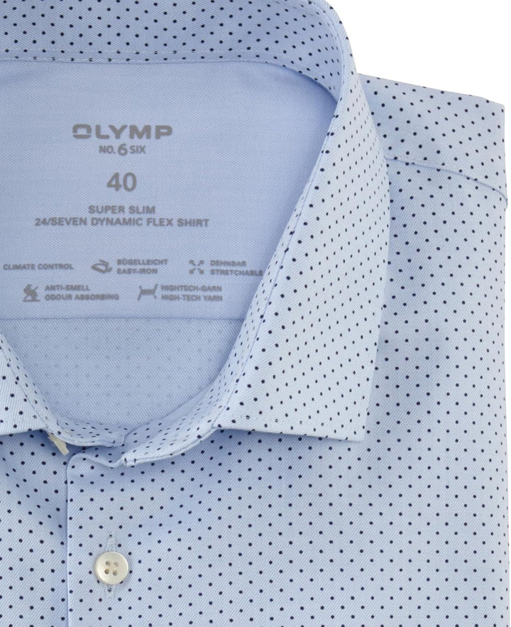 OLYMP Herren Businesshemd Langarm No.Six.24.Seven,Rotationsdruck,super Slim,Modern Kent 38 Bleu 11,