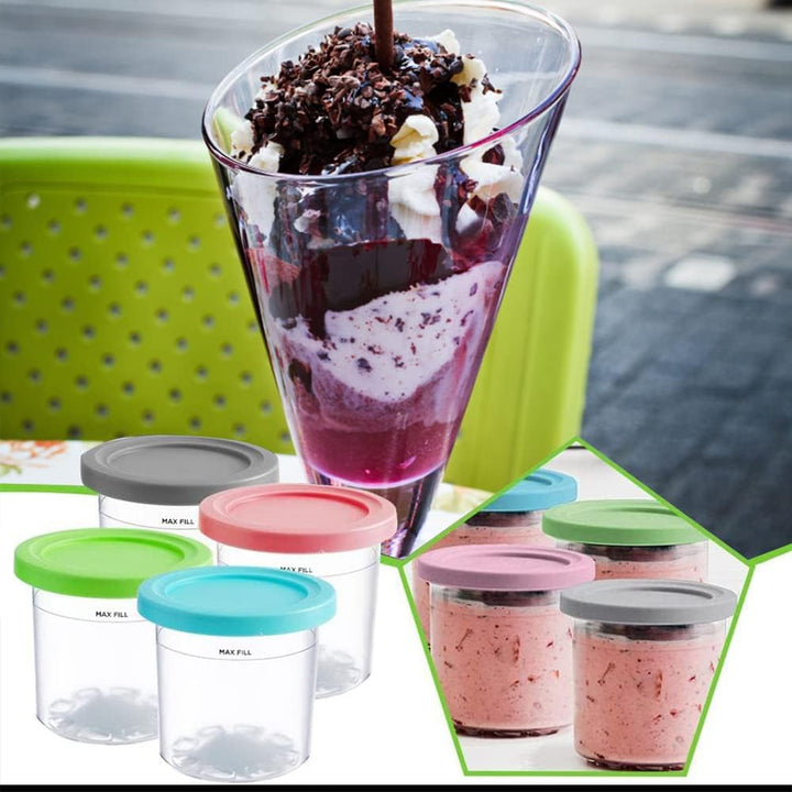 Creami Behälter für Ninja Creami, 2/4 Stück Creami Pint mit Deckel, Auslaufsichere Eisbehälter Eiscr