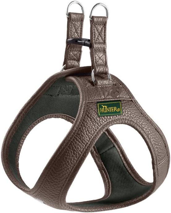 Hunter Hundegeschirr Love, Farbe: braun, weiches Rindsleder, atmungsaktive Mesh-Polsterung, Herz han