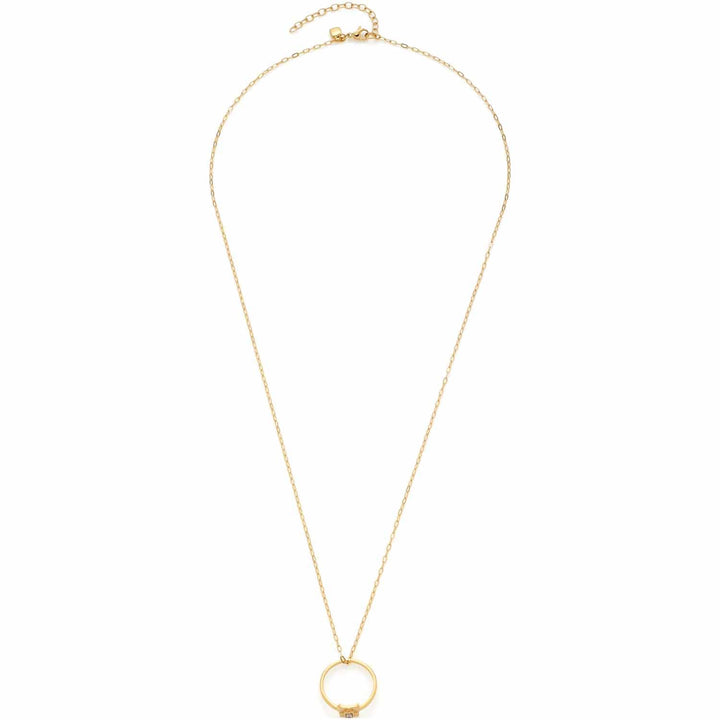 Leonardo Ciao Leda Damen Halskette aus Edelstahl IP Gold mit goldfarbenem Ring Anhänger mit Glaskris