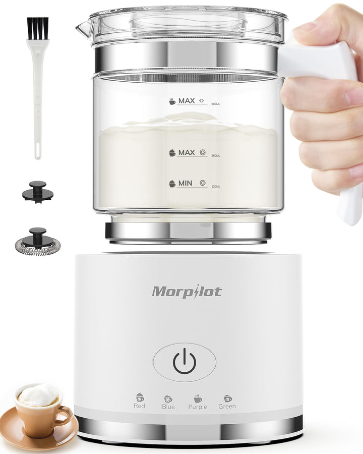 Morpilot Milchaufschäumer Elektrisch, 500ml 600W, 4 in 1 Milchschäumer für Heisser und Kalter, Visue