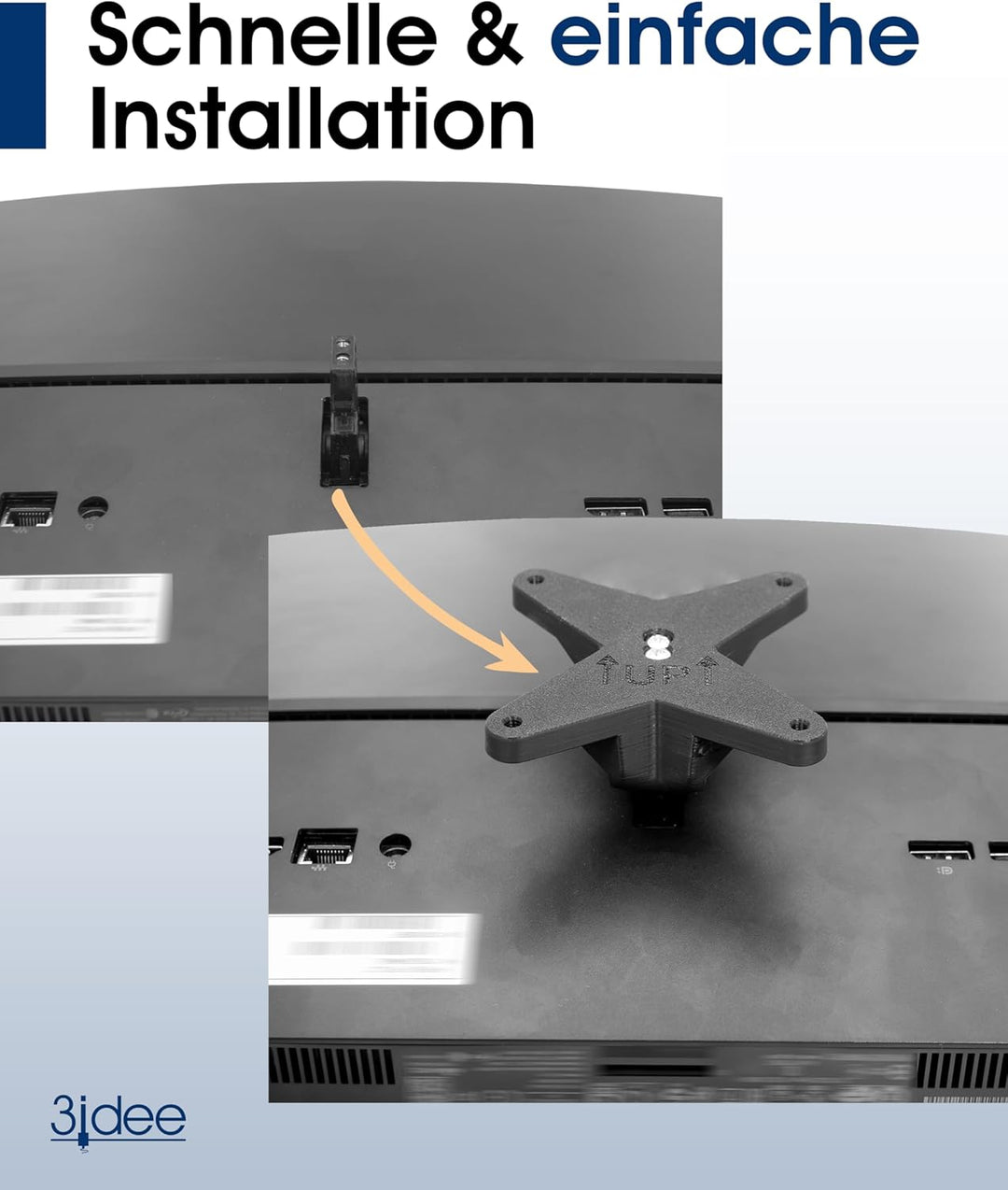 3IDEE VESA Adapter, VESA Mount kompatibel mit HP All-in-One PC (ProOne 400 G6) - VESA Halterung 75x7