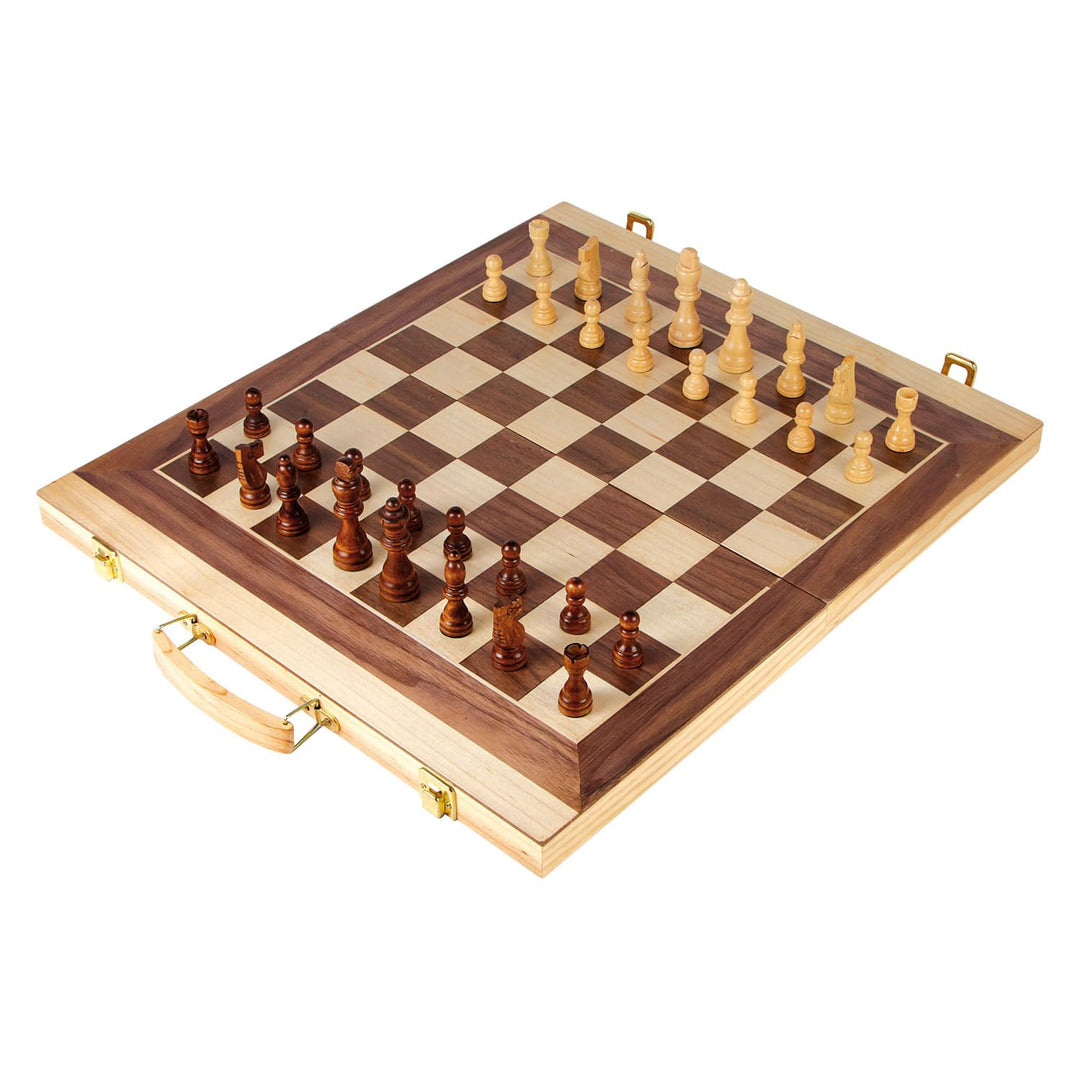 Small Foot Schach und Backgammon Koffer aus Holz, Konzentrationsspiele für Gross und Klein, ab 6 Jah