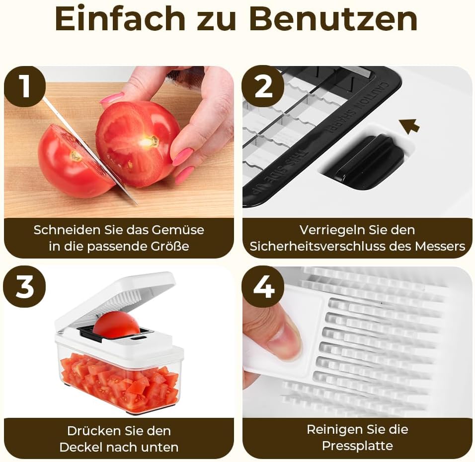 Gemüseschneider Manuell, Zwiebelschneider, Gemüse Schneider für Schnell und Gleichmässig Würfel, Gem
