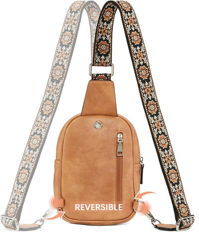 BOSTANTEN Brusttasche Damen Schulterrucksack Sling Bags Klein Umhängetasche Crossbody Bag PU Leder B
