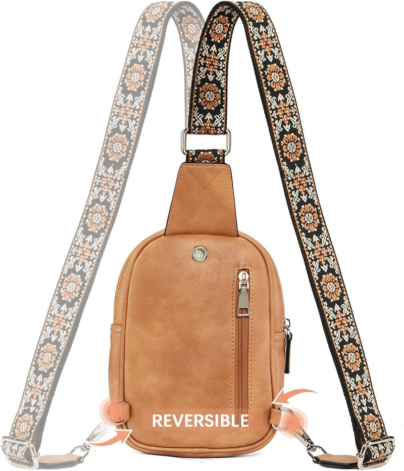 BOSTANTEN Brusttasche Damen Schulterrucksack Sling Bags Klein Umhängetasche Crossbody Bag PU Leder B