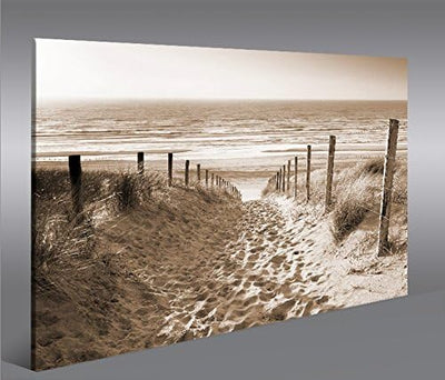 islandburner Bild Bilder auf Leinwand Weg zum Meer Sepia Nordseestrand 1p XXL Poster Leinwandbild Wa