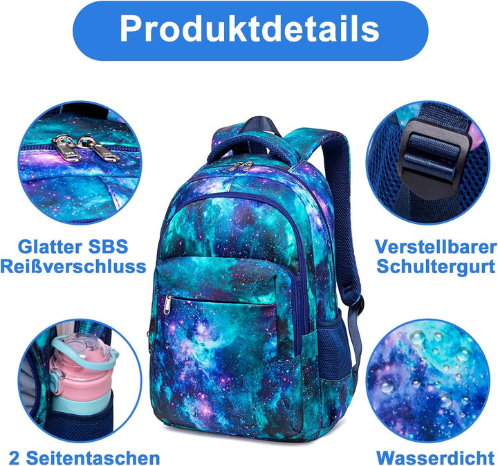 LEDAOU Schulrucksack Jungen Teenager Mädchen Schultaschen Kinder Rucksäcke Wasserdicht Leichtgewicht