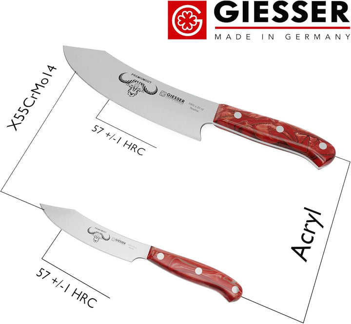 Giesser seit 1776 - Made in Germany - Messerset 2 teilig, Red Diamond, PremiumCut, Kochmesser 20 cm,