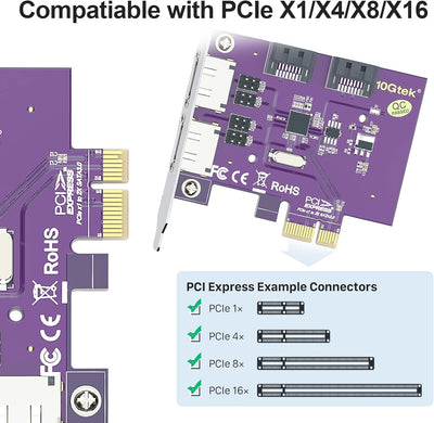 Port eSATA3.0 or 2 Port SATA3.0 Non-Raid Controller Card, X1, with 2 SATA Cable, Support SSD and HDD