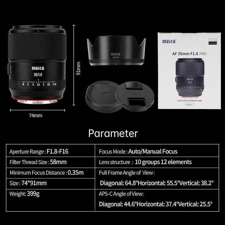 Meike Pro 35mm F1.8 Weitwinkel Autofokus AF STM Full Frame Hohe Auflösung 8K Portrait Prime Lens Kom