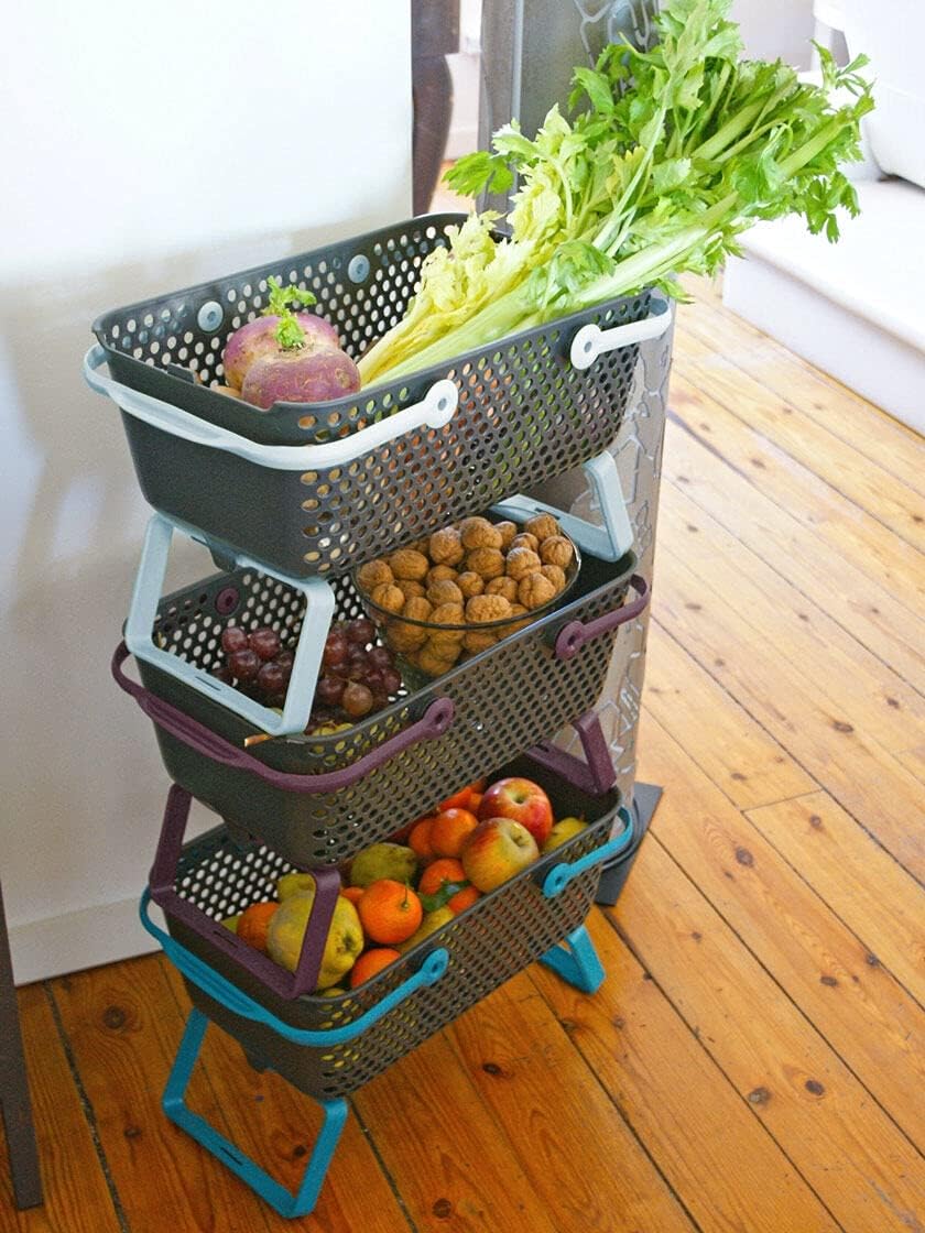 NOOR Garten-Korb Kajo 15L (48 x 29 x 20cm) I Farbe: Limette I Stapelbare Gartenkörbe für Obst und Ge