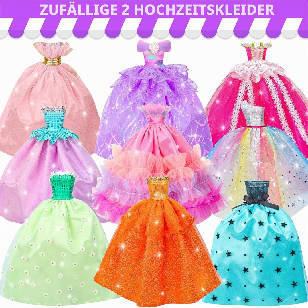 Puppenkleidung Geschenkset für 11,5 Zoll Puppe und Barbie (56-teilig - 2 Hochzeitskleider, 2 Abendkl