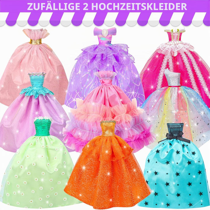 Puppenkleidung Geschenkset für 11,5 Zoll Puppe und Barbie (56-teilig - 2 Hochzeitskleider, 2 Abendkl