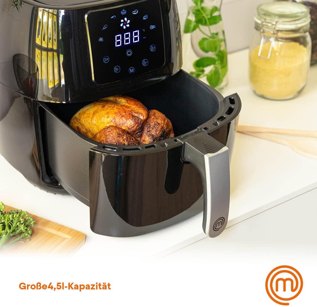 MasterChef Heissluftfritteuse 4,5L Airfryer 1400W, Fritteuse Heissluft ohne Fett für 2-4 Personen, H