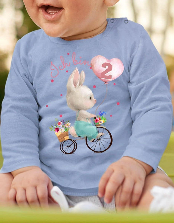 miKalino Baby/Kinder Longsleeve mit Spruch Ich Bin Zwei 2 Niedlicher Hase auf einem Fahrrad Langarm