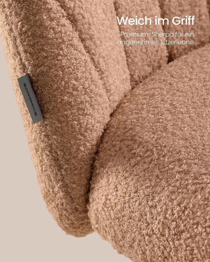 SONGMICS Homeoffice-Stuhl, Schminkstuhl aus Teddyfleece, Schreibtischstuhl, Schaumstoffpolsterung, h