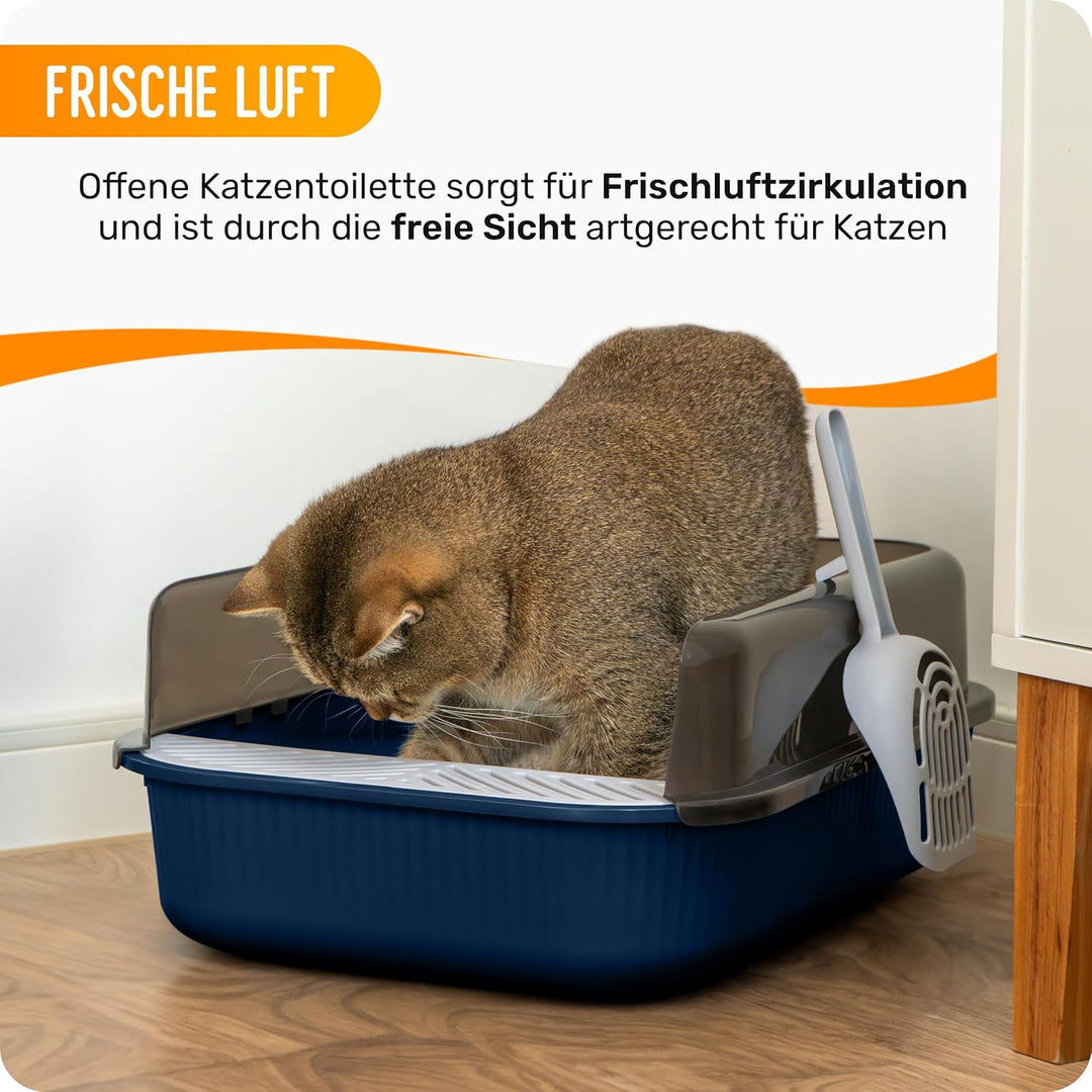 PETLIMA® | Offenes Katzenklo 50,5x34,5x18,5cm - Hoher Rand, frische Luft, Artgerecht, Katzentoilette