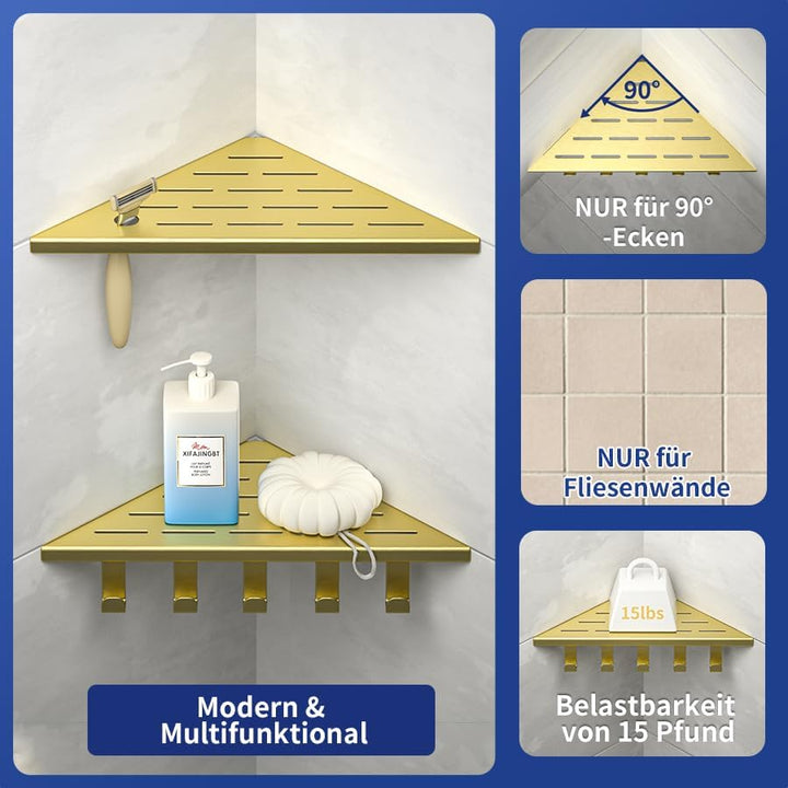 Eck-Duschregal Edelstahl 304,Eckregal Dusche 25.4cm,Duschablage Ecke für Badrenovierung,Eckablage Du