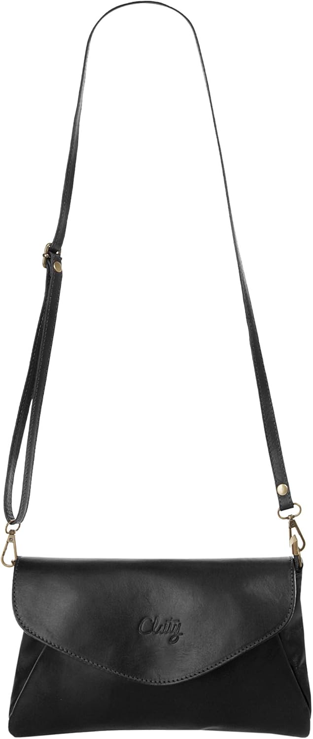 Abendtasche Echt Leder Damen Made in Italy, Clutch Handtasche, Umhängetasche mit Magnetverschluss, e