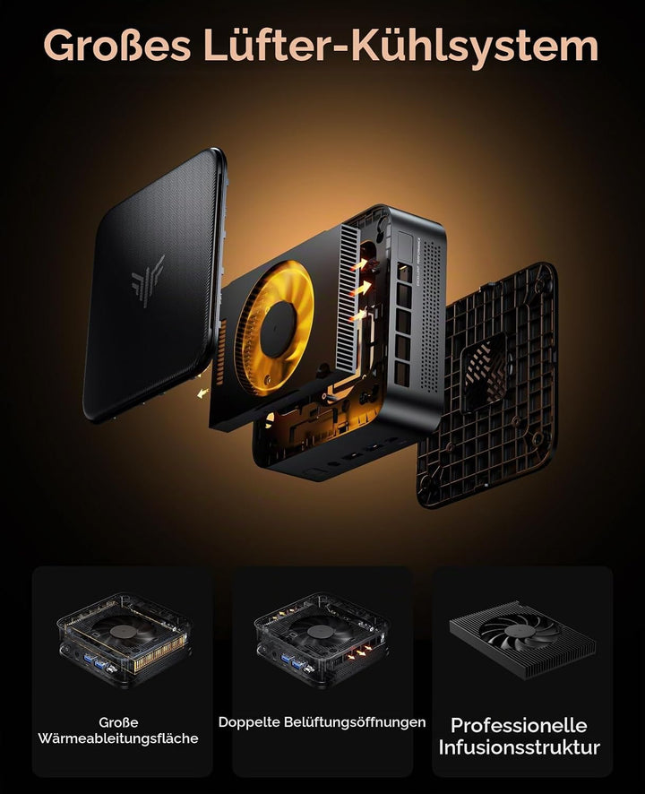 NiPoGi AM02PRO Mini PC AMD Ryzen 7 5700U 16GB Dual DDR4 512GB SSD Micro Desktop Computer mit Radeon