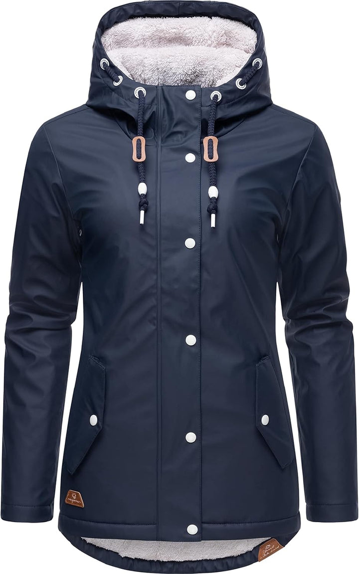 Ragwear Damen Winterjacke Kurze Regenjacke wasserdicht warm gefüttert mit Kapuze Marge XS-6XL S Navy