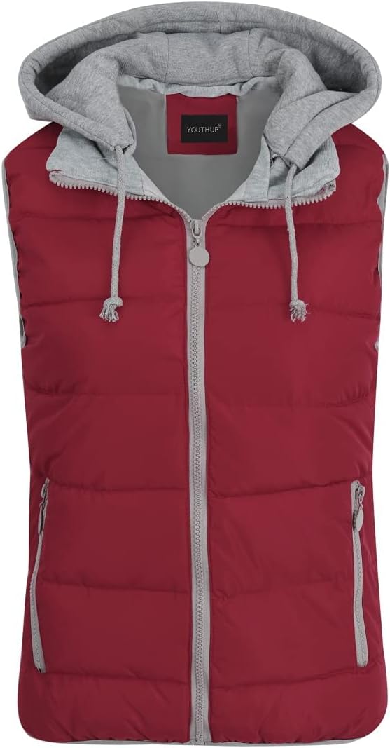 YOUTHUP West Damen Steppweste mit Kapuze Leicht Winterweste Freizeit Outdoor Ärmellos Jacke Gilet Bo