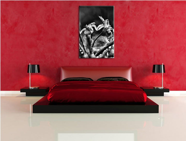 Pixxprint Monocrome, Zarte Lila Wiesenblumen im Morgentau, Format: 100x70 auf Leinwand, XXL riesige