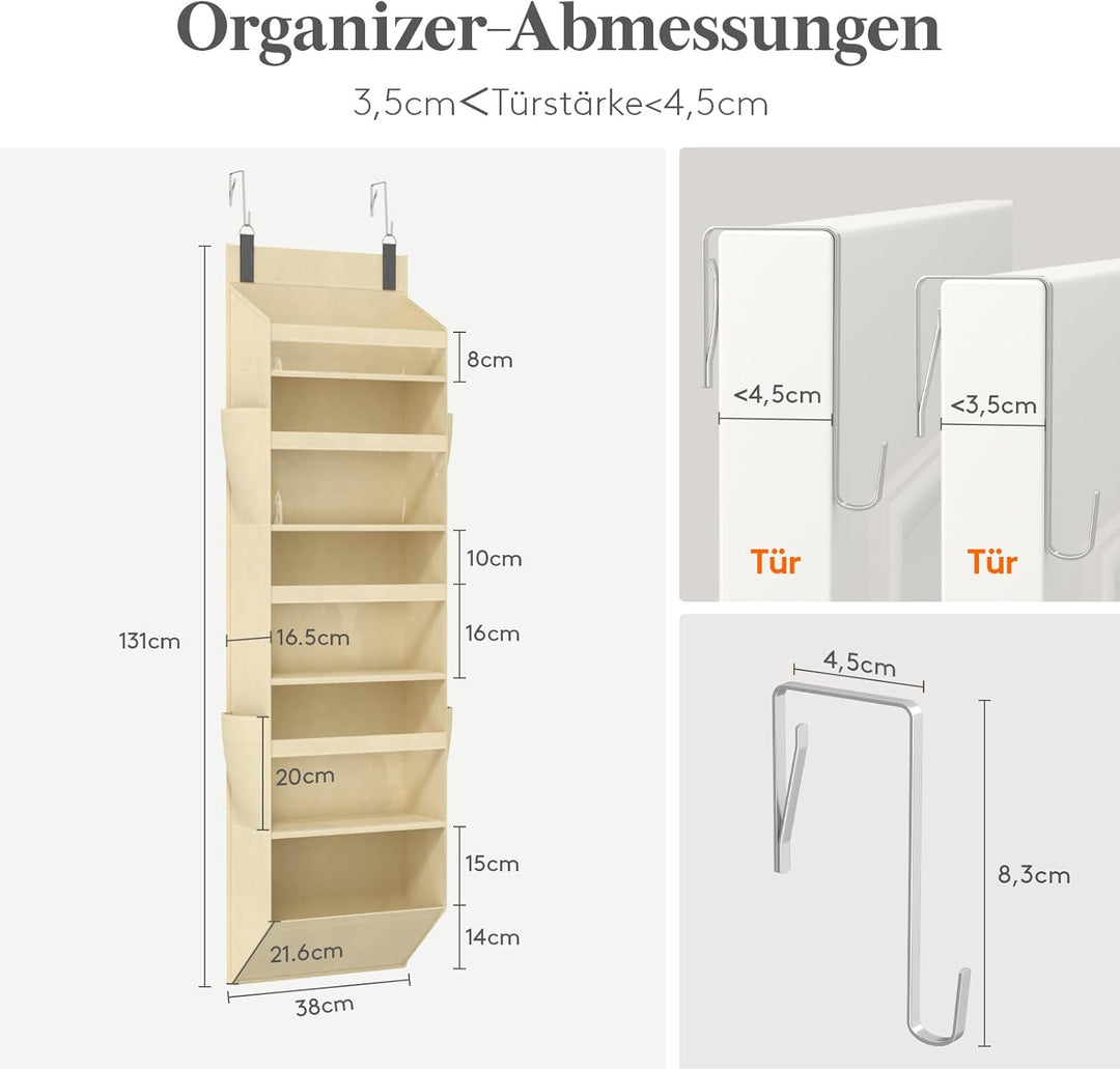 Lifewit Türorganizer Hängeorganizer, 5 Regal klar Fenster hängende Lagerung mit 4 Mesh Seitentaschen