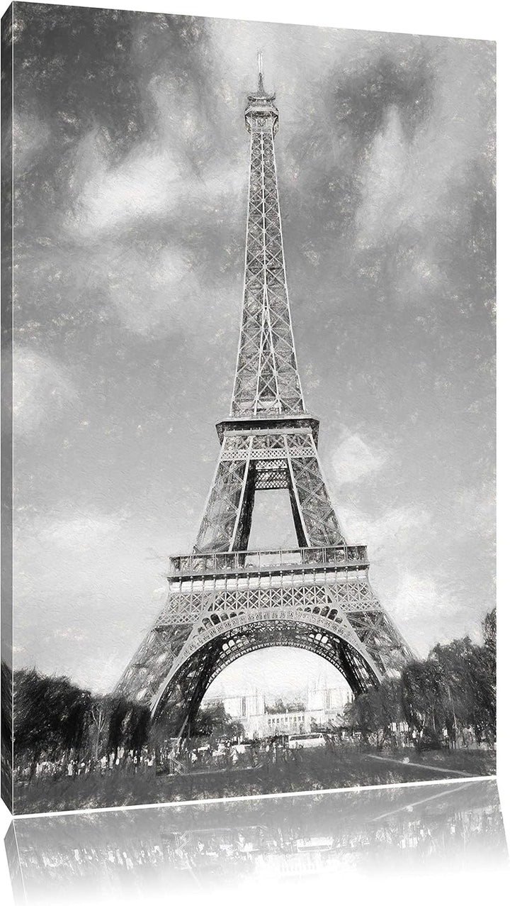 Pixxprint Eifelturm in Paris als Leinwandbild/Grösse: 100x70 cm/Wandbild/Kunstdruck/fertig bespannt,