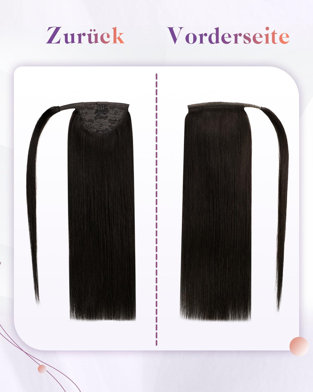 LaaVoo Zopf Extensions Echthaar Braun Extensions Pferdeschwanz Haarteil Echthaar Dunkelbraun Haarver