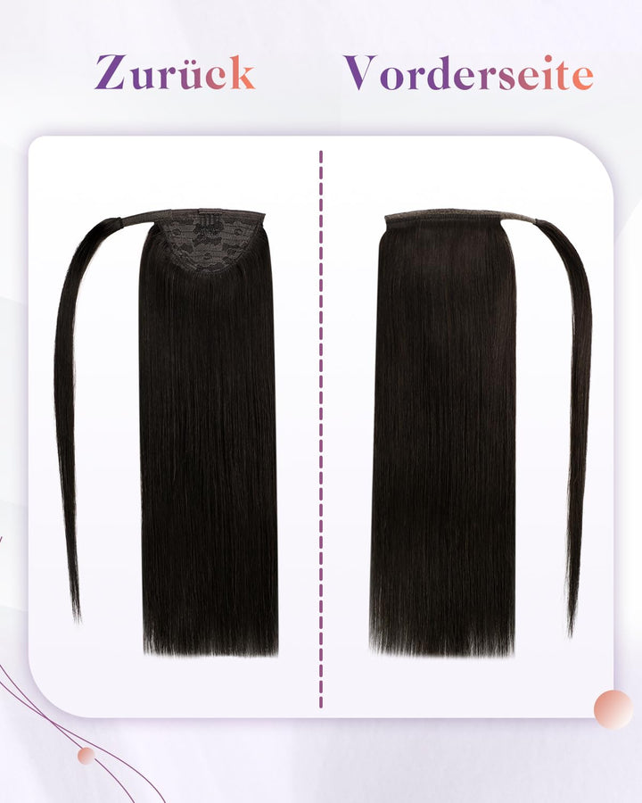 LaaVoo Zopf Extensions Echthaar Braun Extensions Pferdeschwanz Haarteil Echthaar Dunkelbraun Haarver